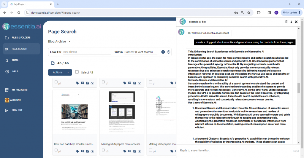 Using Essentia AI to create relevant content for your website or business